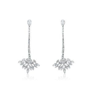 76 Round Baguette Diamonds 18K White Gold Earrings